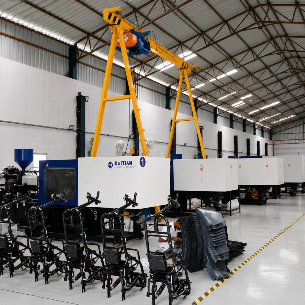 State of the art Haitian plastics machinery line and overhead gantry crane facility